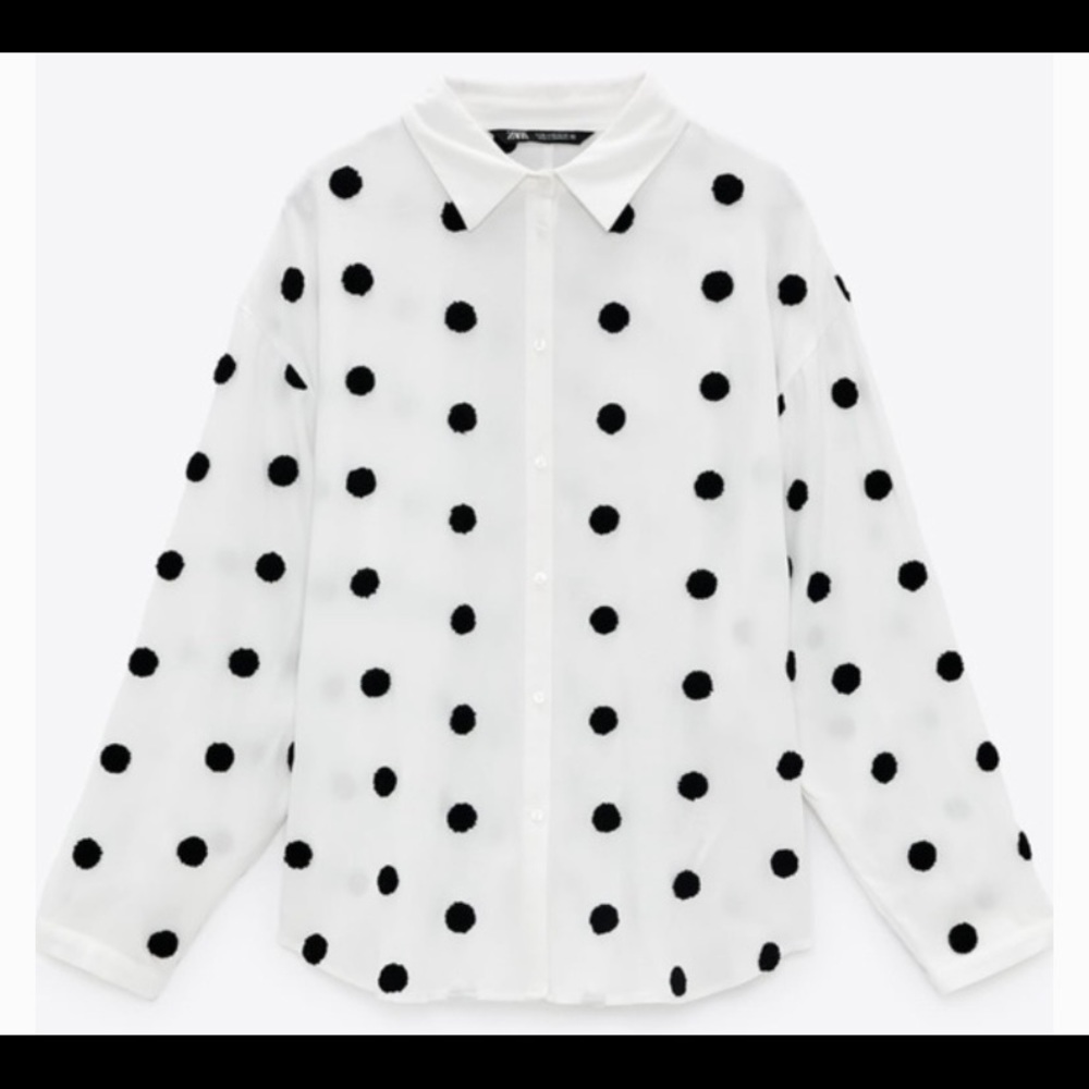 Zara Black and White Polka Dot Shirt